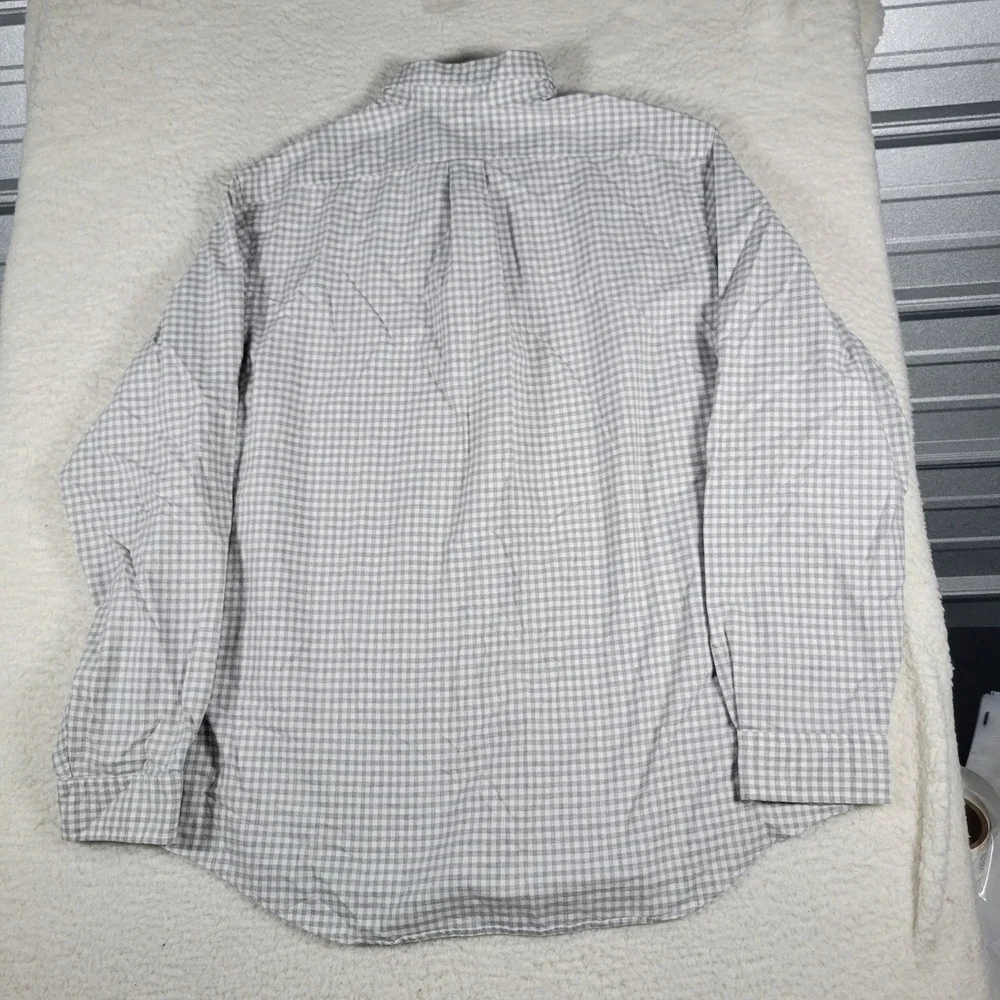Polo Ralph Lauren Shirt Mens XXL Grey White Gingham Classic Fit Long Sleeve Pony